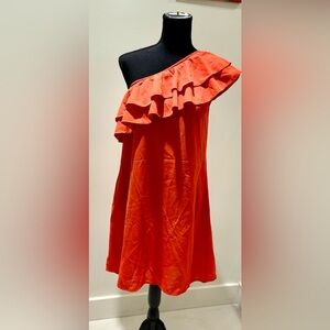 Red one should ruffle dress